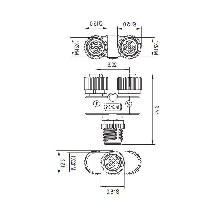 M12 5Pin male/2M12 5Pin female 、Y-connector、645551