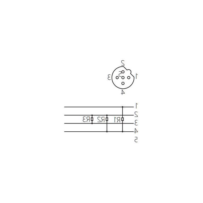 M12 5Pin、B-coded、Straight type female、Profibus Bus terminating resistor、0C4R13